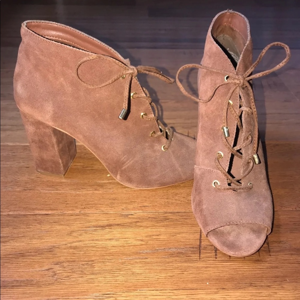 Brown Peep Toe Booties/heels